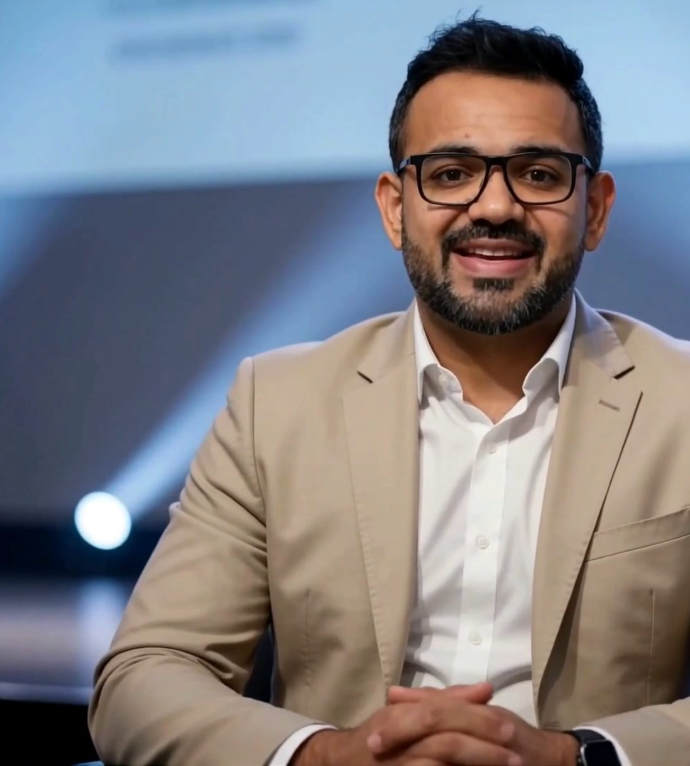 Ram Agarwal in the studio, smiling at the camera